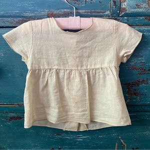 Olive by Sisco Boutique Cotton Baby Girl Button Back Summer Top - 3M - Tan